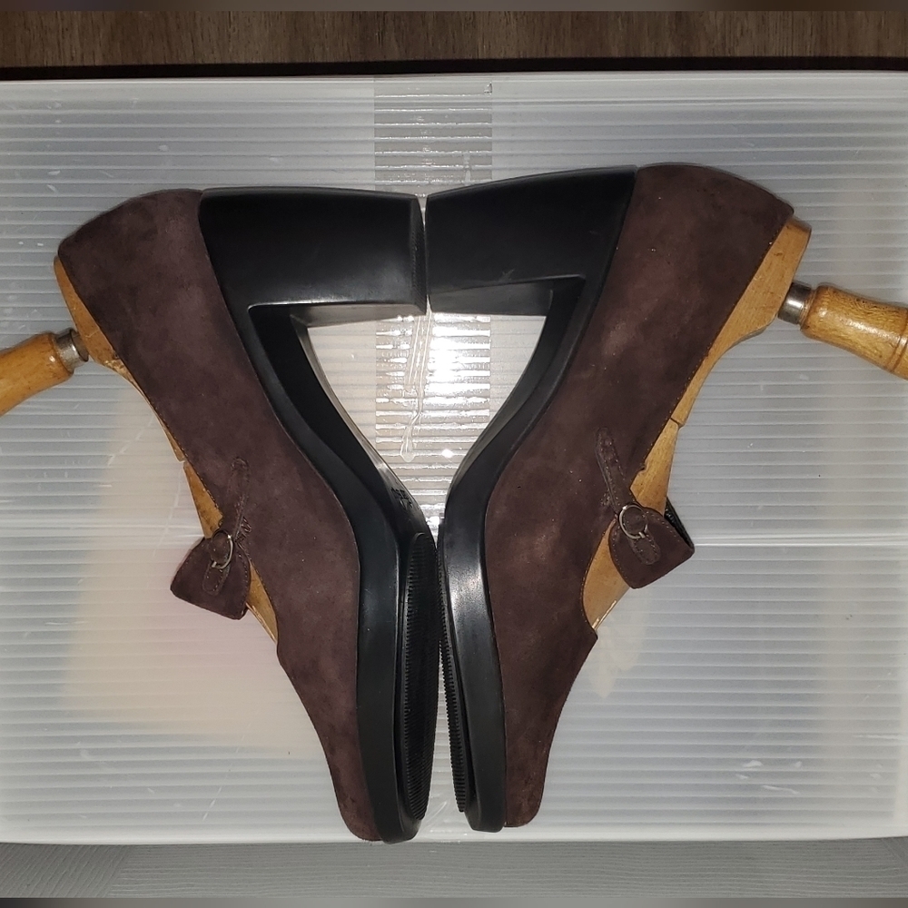 DANSKO Mary Janes Brown Suede Heeled Clogs Suede Shoes - Picture 4 of 11